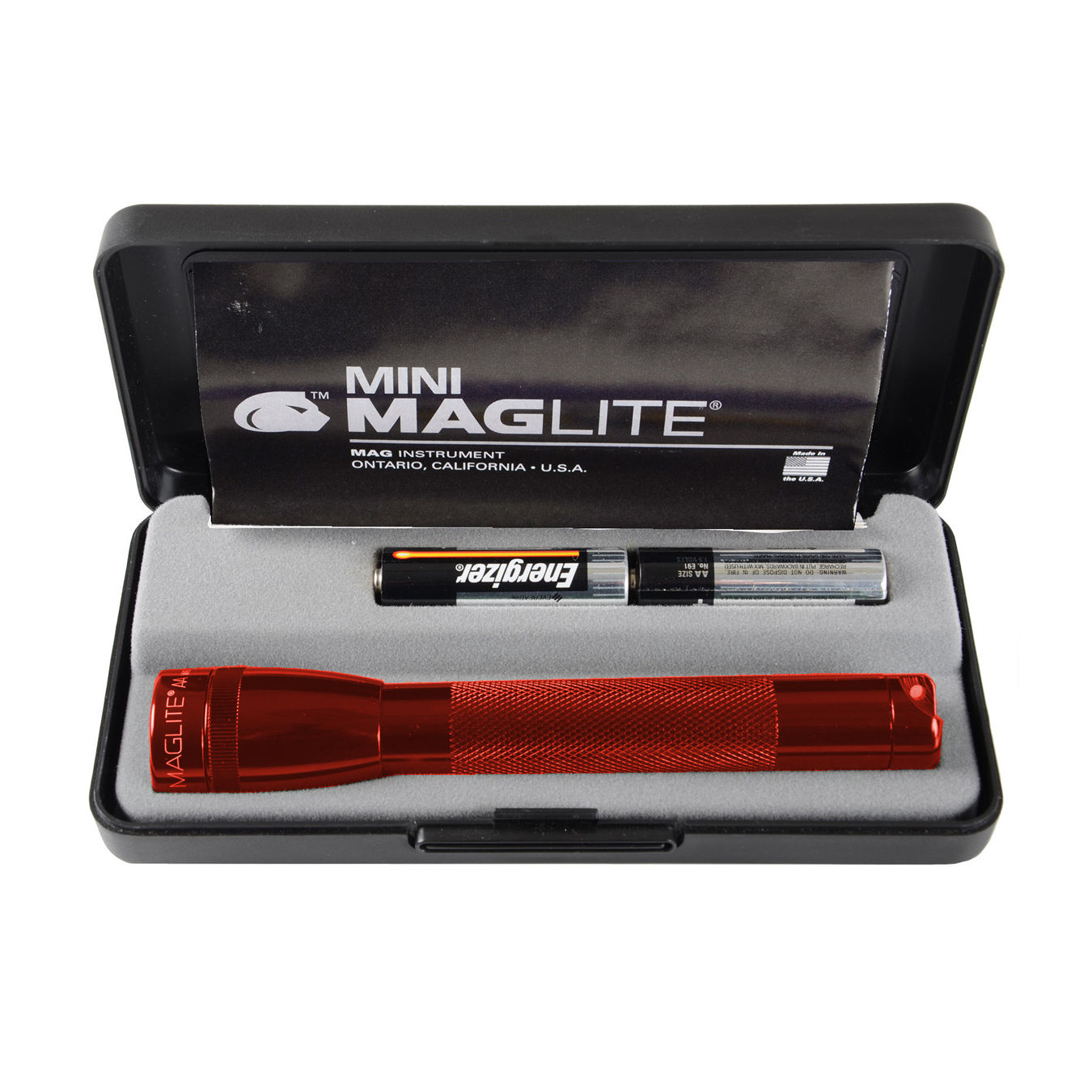 Mini Maglite AA RED torch - gift boxed - with 2x AA batteries - official Maglite stockist