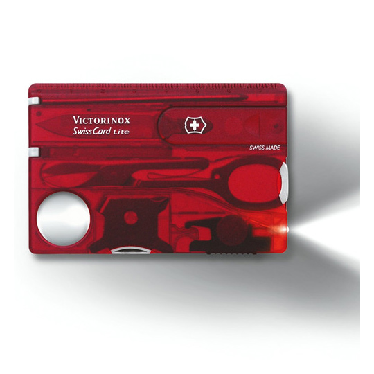 Victorinox Swiss Card Lite RED. 13 function swisscard with LED - official  stockist